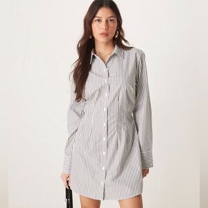 Abercrombie & Fitch Fitted Long-Sleeve Mini Shirt Dress